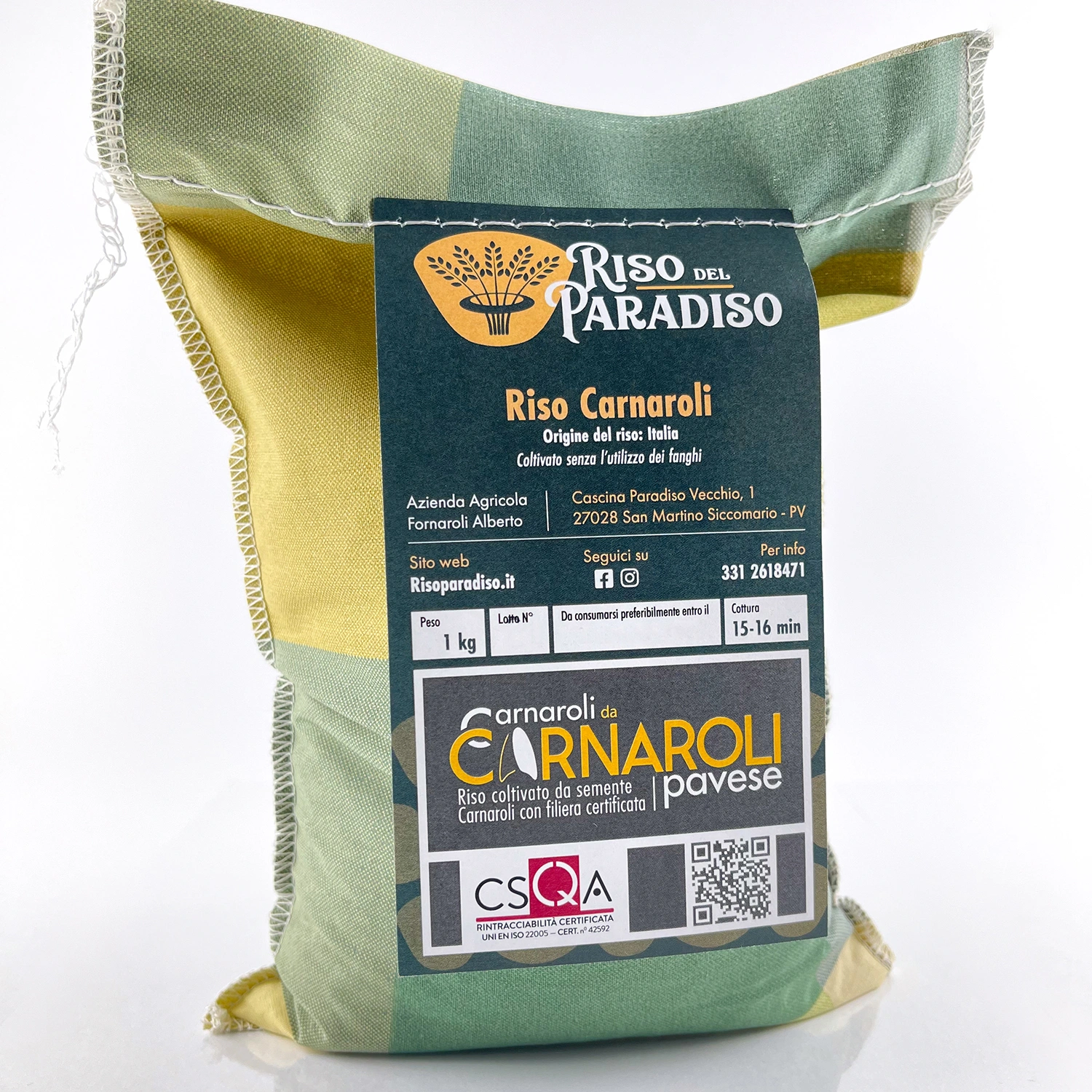 Riso Carnaroli in tela 1kg - Riso del paradiso