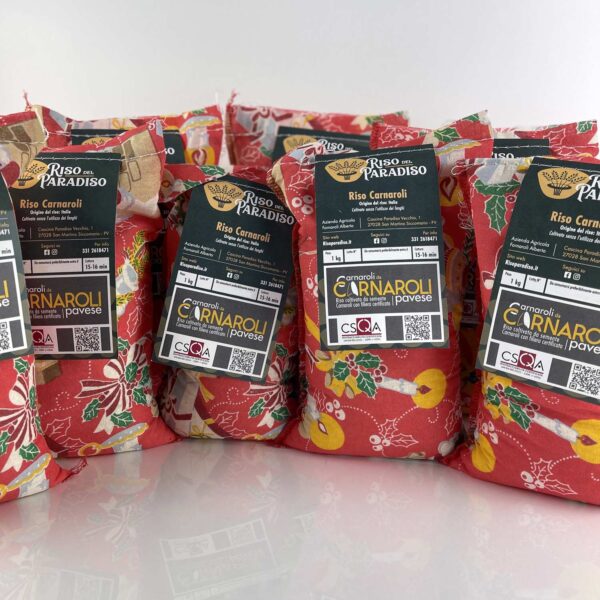 Offerta 9 Kg riso Carnaroli in sacchetto di cotone Natalizi